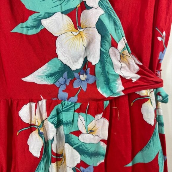 Waltah Clarke's Vintage Hawaiian Red Floral Maxi Dress Size Medium - Picture 6 of 15